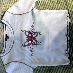 BRAND NEW! Delias cropped blue butterfly shirt